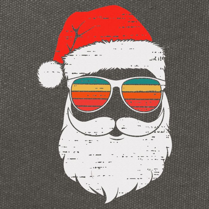 Retro Santa Face Sunglassed Christmas In July Summer Xmas Gift Cotton Canvas Backpack