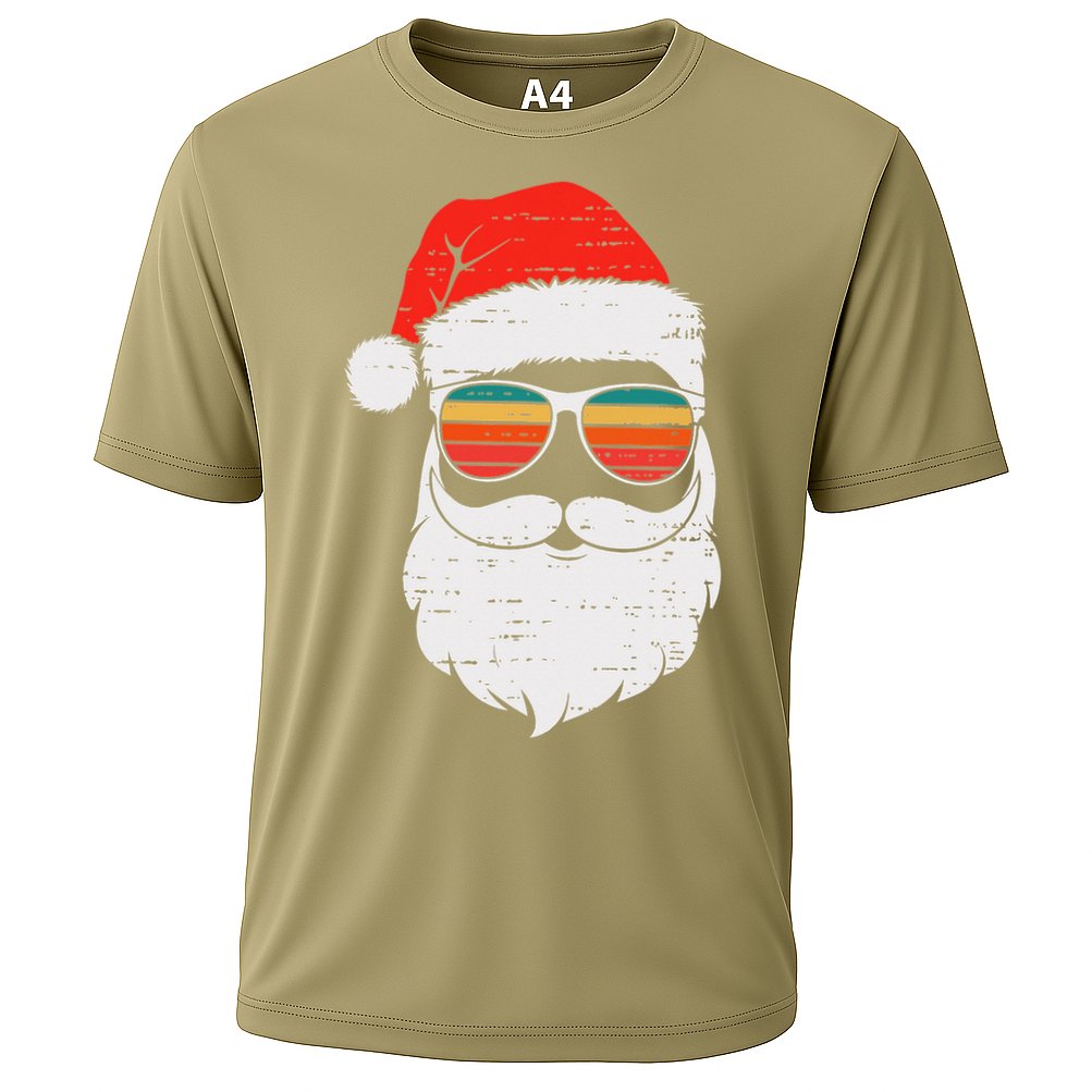 Retro Santa Face Sunglassed Christmas In July Summer Xmas Gift Performance Shirt