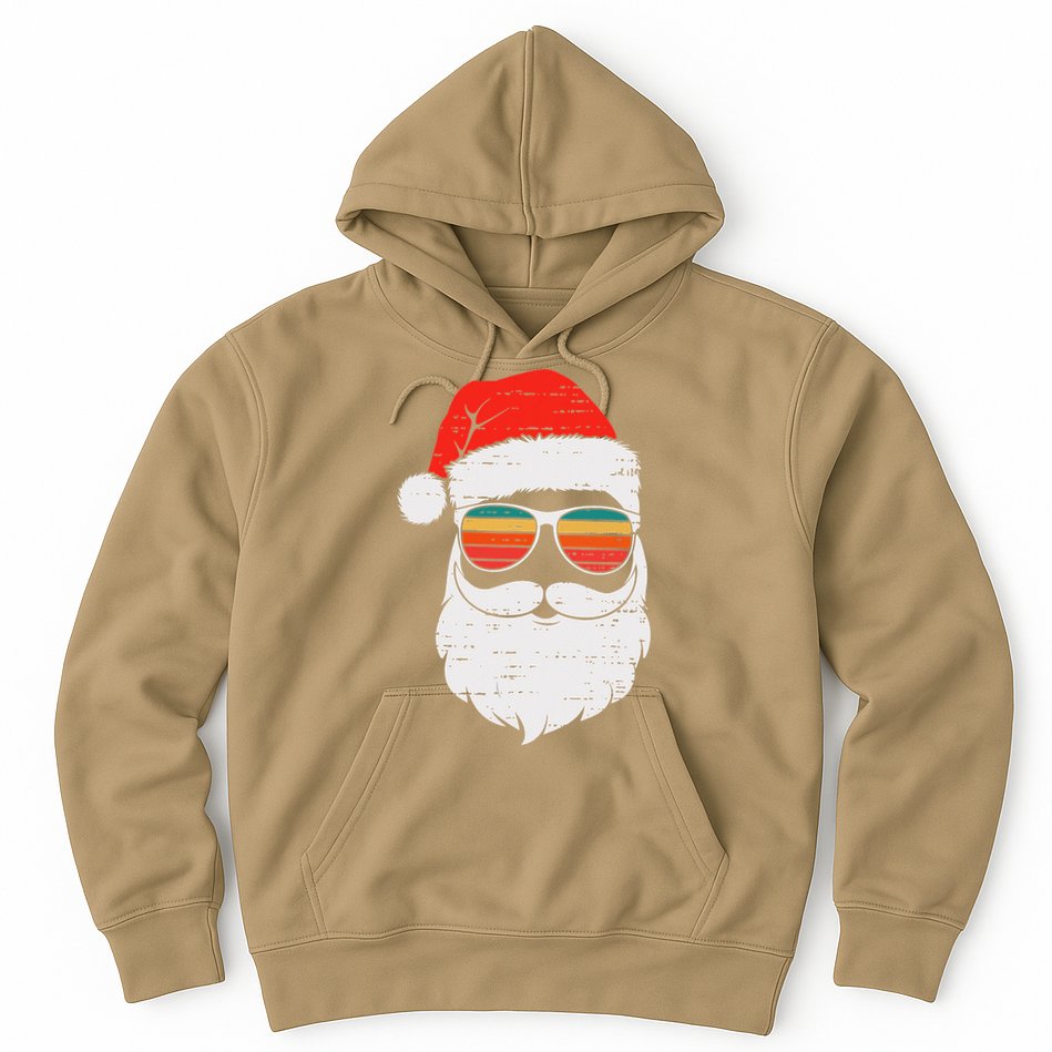 Retro Santa Face Sunglassed Christmas In July Summer Xmas Gift Hoodie