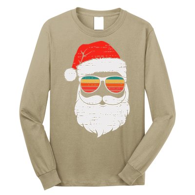 Retro Santa Face Sunglassed Christmas In July Summer Xmas Gift Long Sleeve Shirt