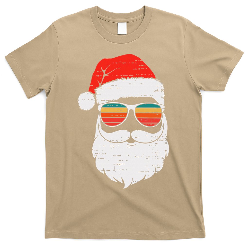 Retro Santa Face Sunglassed Christmas In July Summer Xmas Gift T-Shirt