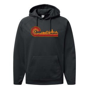 Retro San Francisco Cityscape San Francisco Ca Skyline Performance Fleece Hoodie