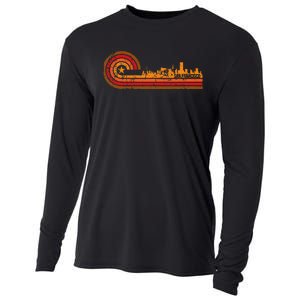 Retro San Francisco Cityscape San Francisco Ca Skyline Cooling Performance Long Sleeve Crew