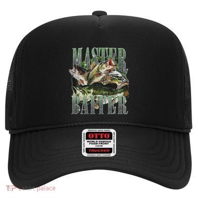 Retro Sunset Fishing Master Baiter Fish Funny Fisherman High Crown Mesh Back Trucker Hat