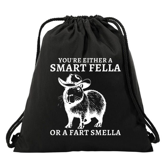 Retro Smart Fella Capybara 90s Funny Capybara Vintage Drawstring Bag