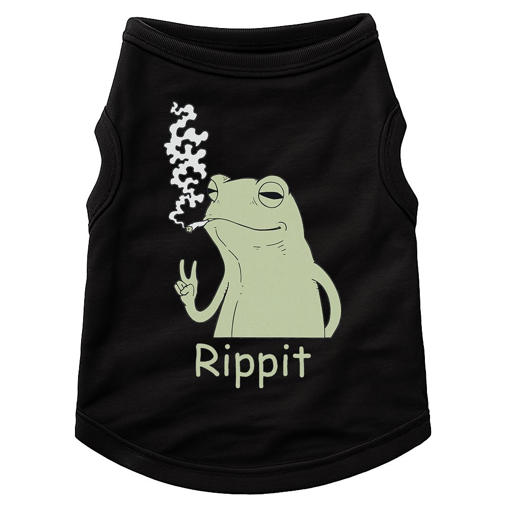 Rippit Stoner Frog Funny Graphic Doggie Tank