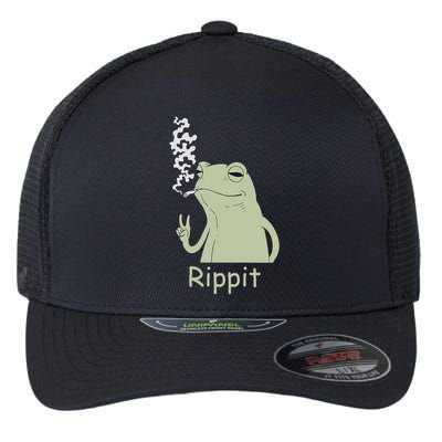 Rippit Stoner Frog Funny Graphic Flexfit Unipanel Trucker Cap