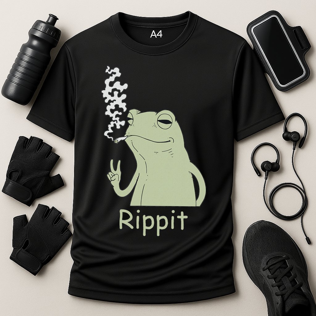 Rippit Stoner Frog Funny Graphic Performance Shirt