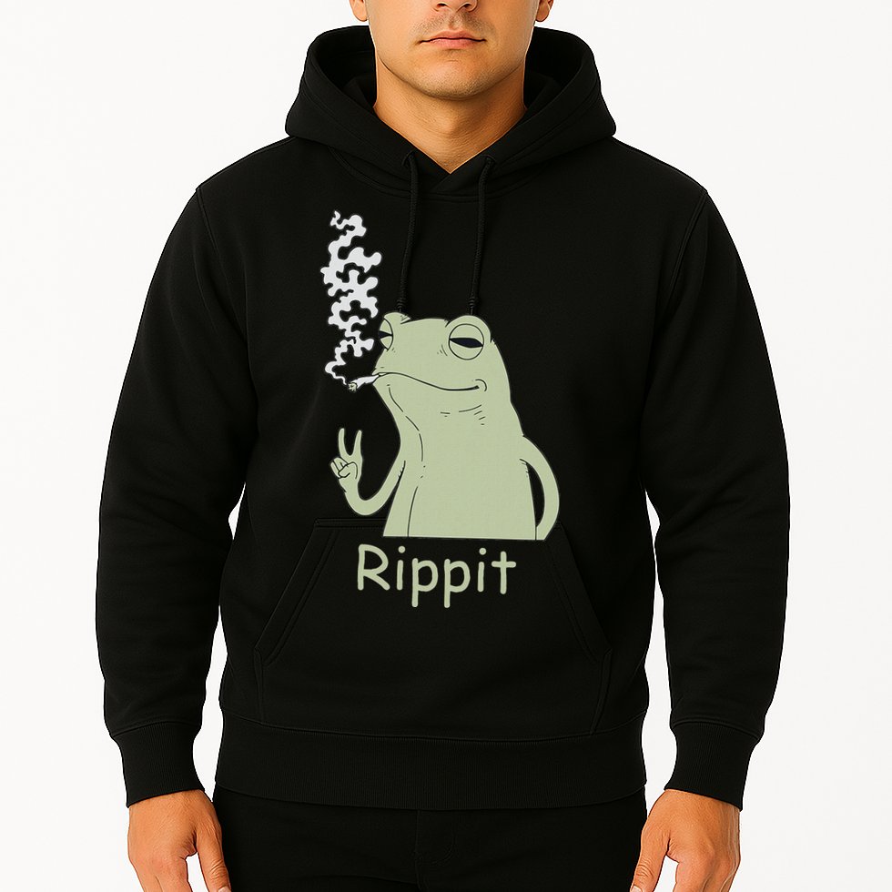 Rippit Stoner Frog Funny Graphic Hoodie