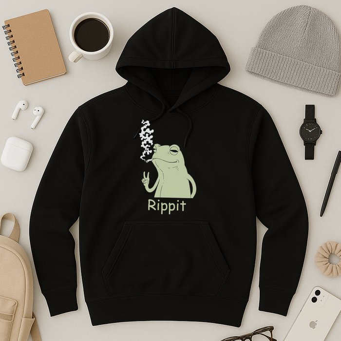 Rippit Stoner Frog Funny Graphic Hoodie