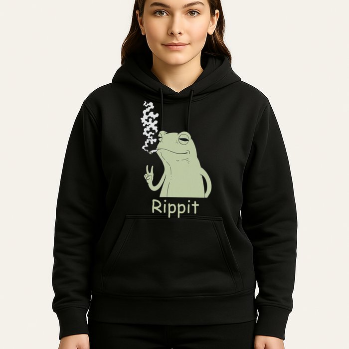 Rippit Stoner Frog Funny Graphic Hoodie