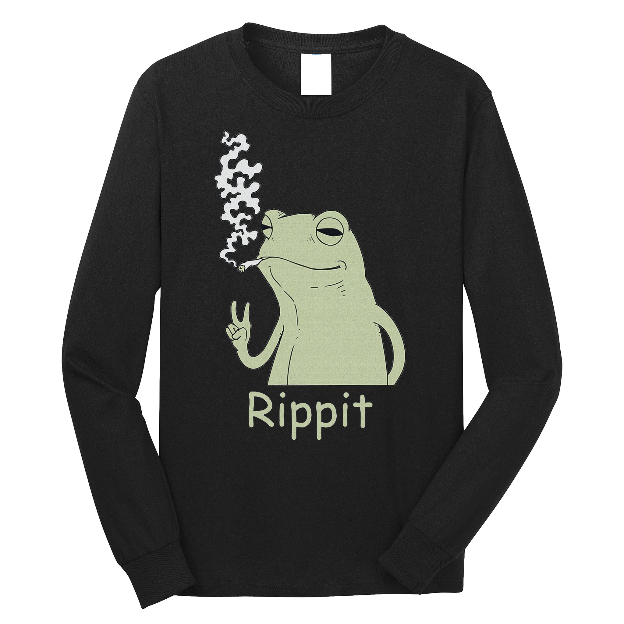 Rippit Stoner Frog Funny Graphic Long Sleeve Shirt