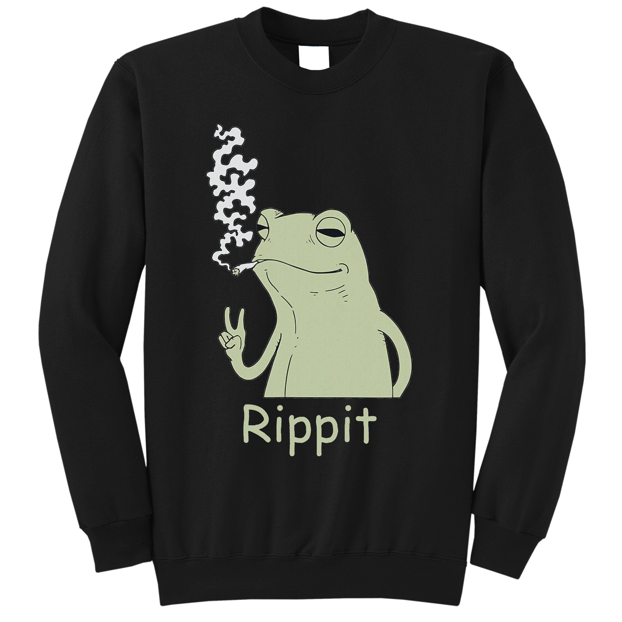 Rippit Stoner Frog Funny Graphic Sweatshirt