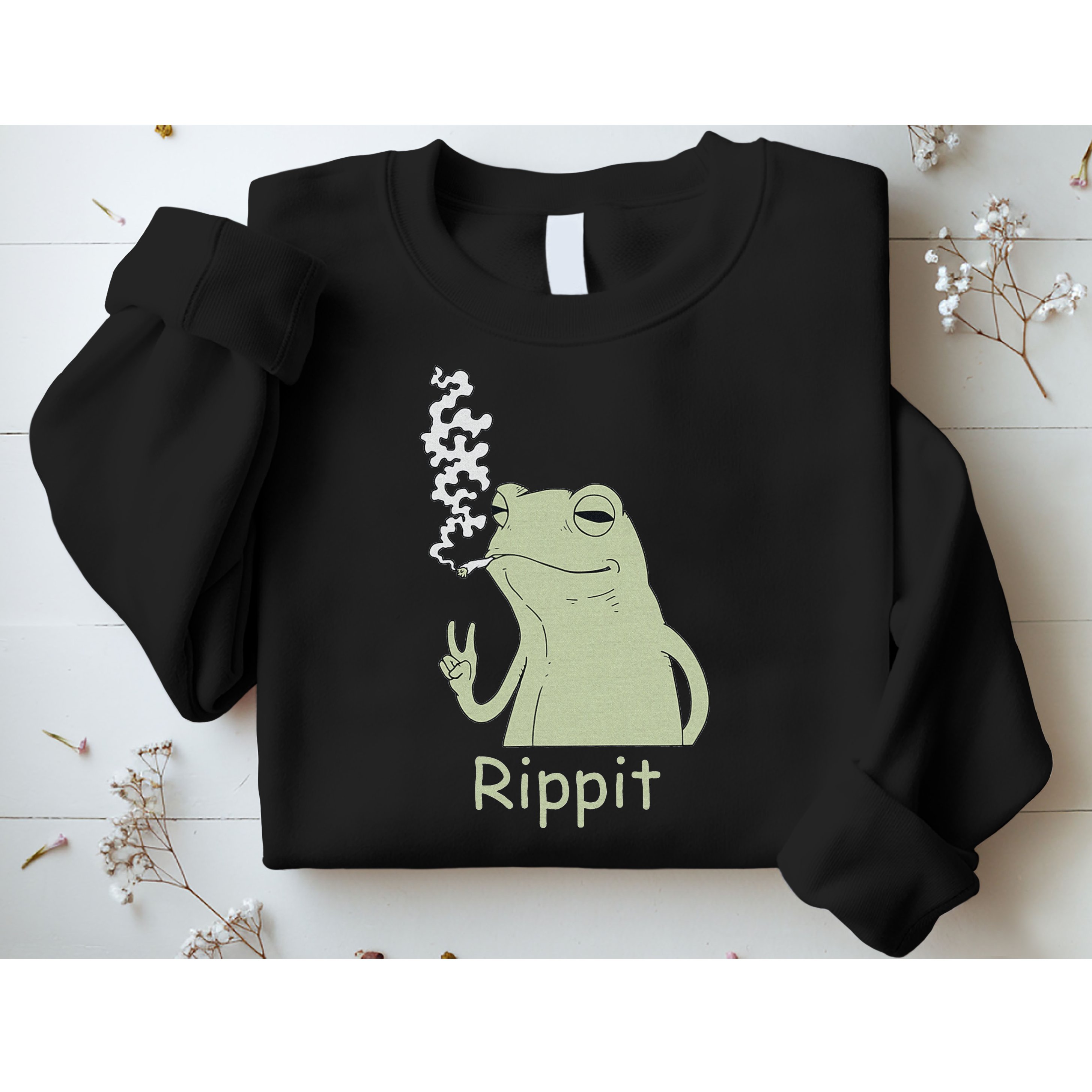 Rippit Stoner Frog Funny Graphic Sweatshirt