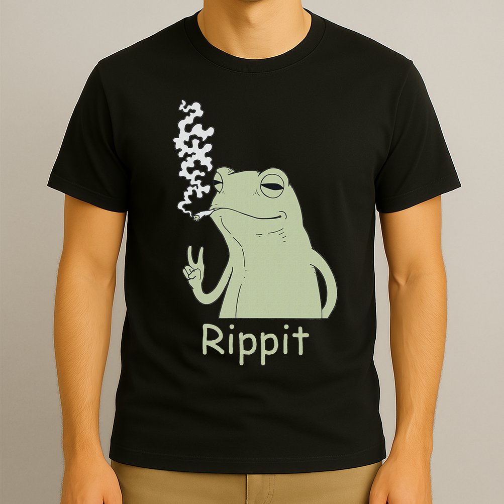 Rippit Stoner Frog Funny Graphic T-Shirt