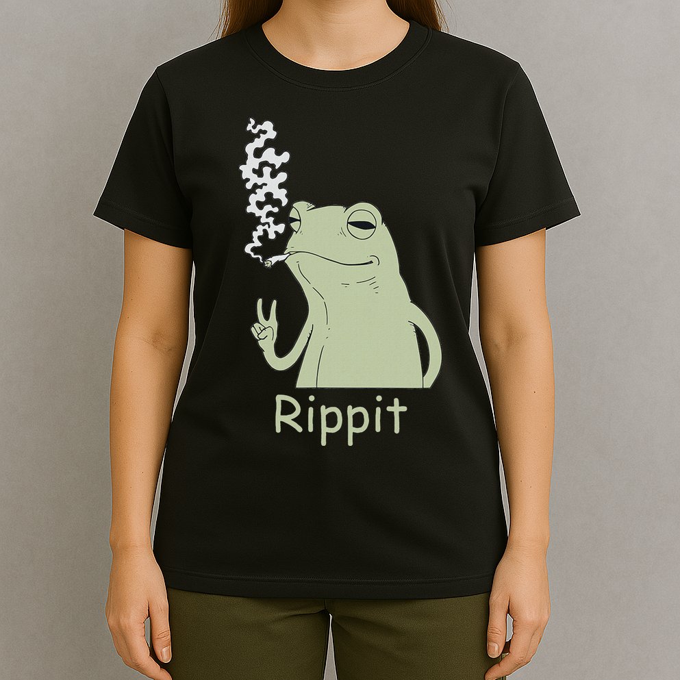 Rippit Stoner Frog Funny Graphic T-Shirt
