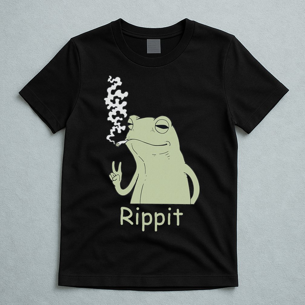 Rippit Stoner Frog Funny Graphic T-Shirt