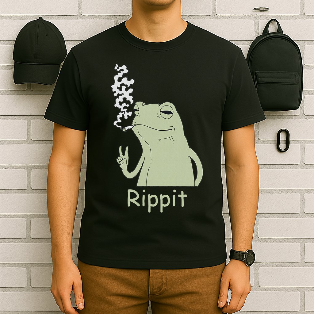 Rippit Stoner Frog Funny Graphic T-Shirt