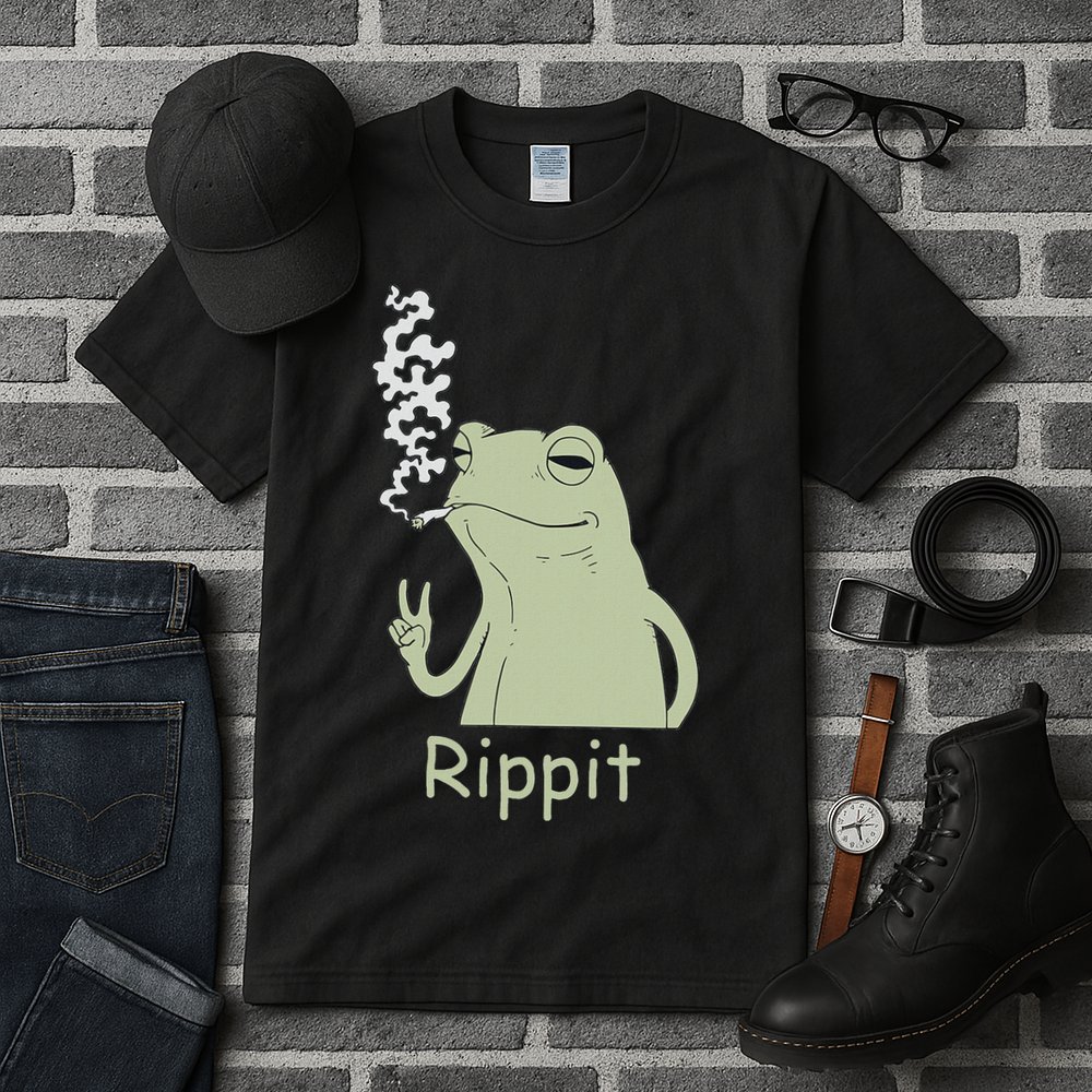 Rippit Stoner Frog Funny Graphic Tall T-Shirt