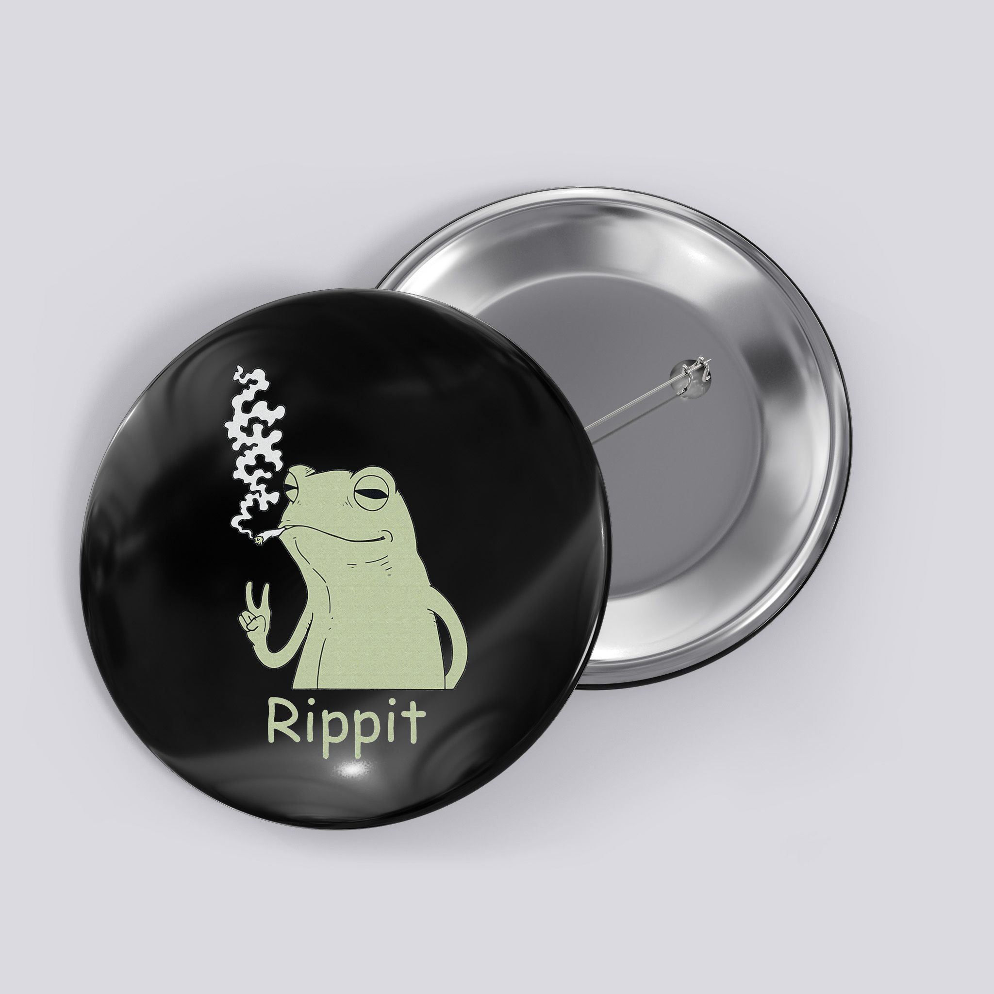Rippit Stoner Frog Funny Graphic Button