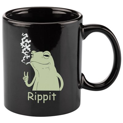 Rippit Stoner Frog Funny Graphic 11oz C Handle Ceramic Mug