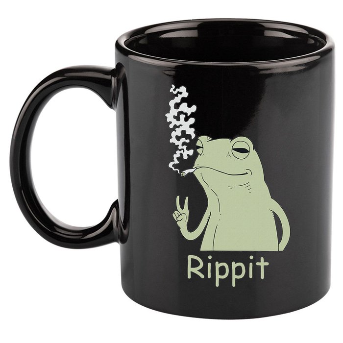 Rippit Stoner Frog Funny Graphic 11oz C Handle Ceramic Mug