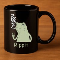 Rippit Stoner Frog Funny Graphic 11oz C Handle Ceramic Mug