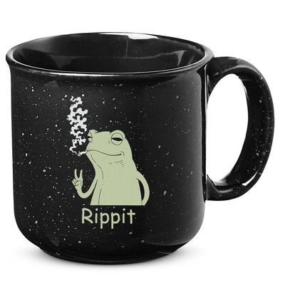 Rippit Stoner Frog Funny Graphic 15oz Campfire Ceramic Mug