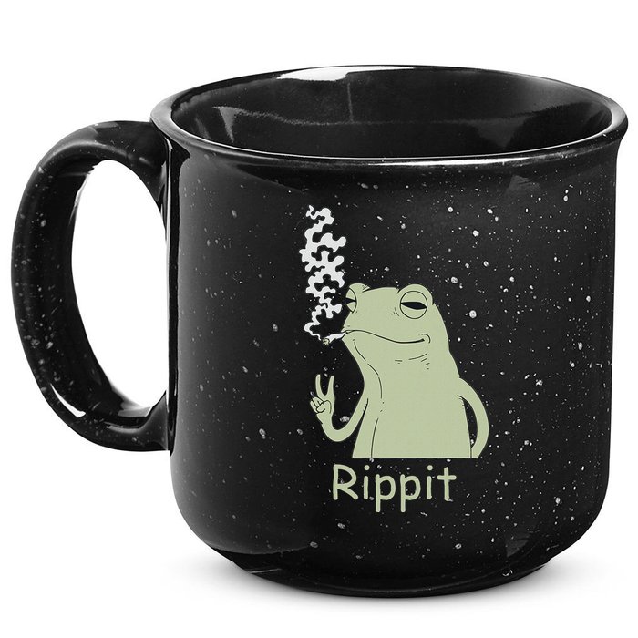 Rippit Stoner Frog Funny Graphic 15oz Campfire Ceramic Mug