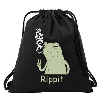 Rippit Stoner Frog Funny Graphic Drawstring Bag