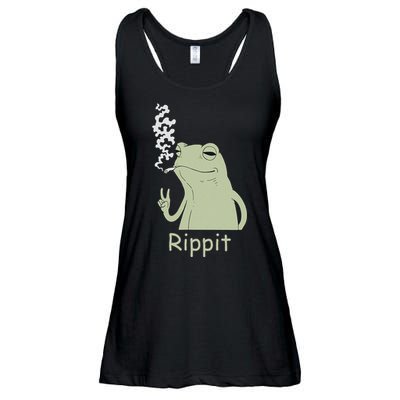 Rippit Stoner Frog Funny Graphic Ladies Essential Flowy Tank
