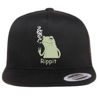 Rippit Stoner Frog Funny Graphic Flat Bill Trucker Hat
