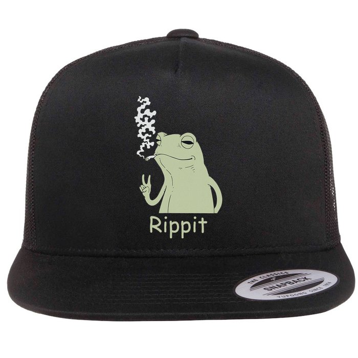 Rippit Stoner Frog Funny Graphic Flat Bill Trucker Hat