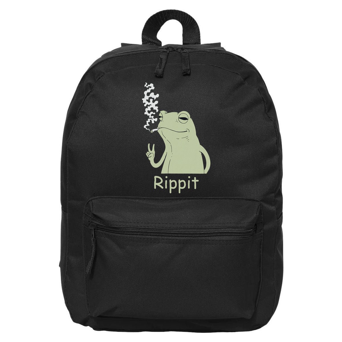 Rippit Stoner Frog Funny Graphic 16 in Basic Backpack