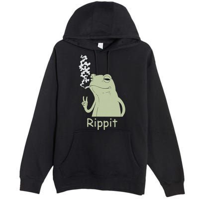 Rippit Stoner Frog Funny Graphic Premium Pullover Hoodie