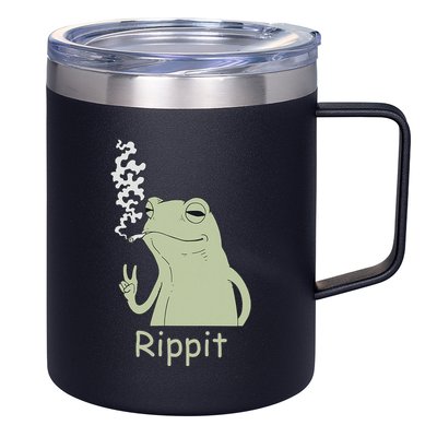 Rippit Stoner Frog Funny Graphic 12oz Stainless Steel Coffee Mug