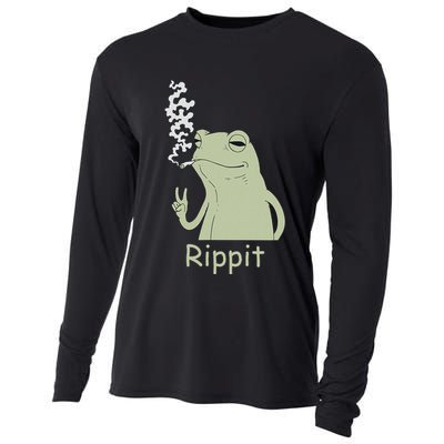 Rippit Stoner Frog Funny Graphic Cooling Performance Long Sleeve Crew