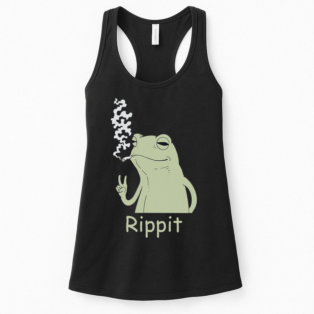 Rippit Stoner Frog Funny Graphic Womens Tank Top