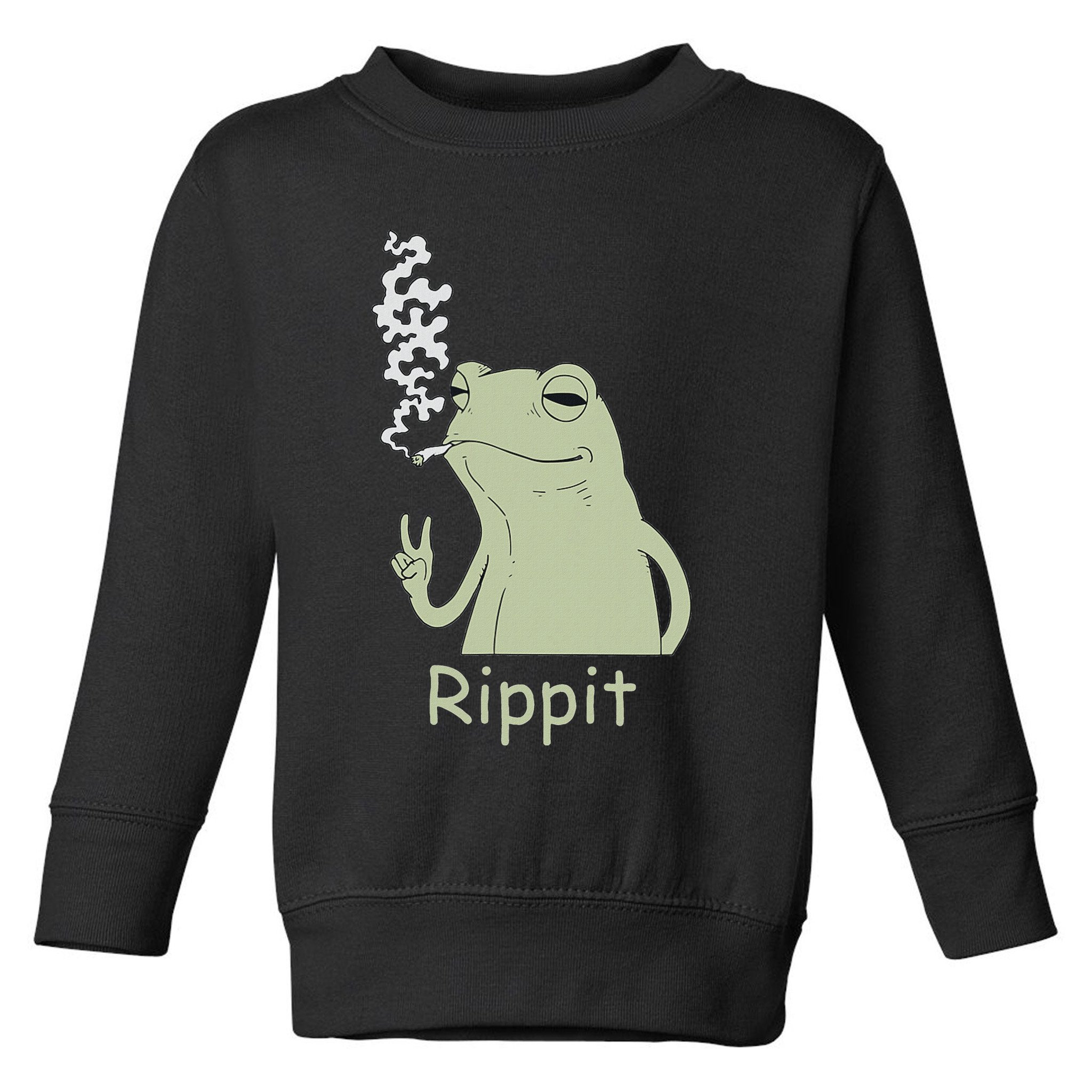 Rippit Stoner Frog Funny Graphic Toddler Sweatshirt