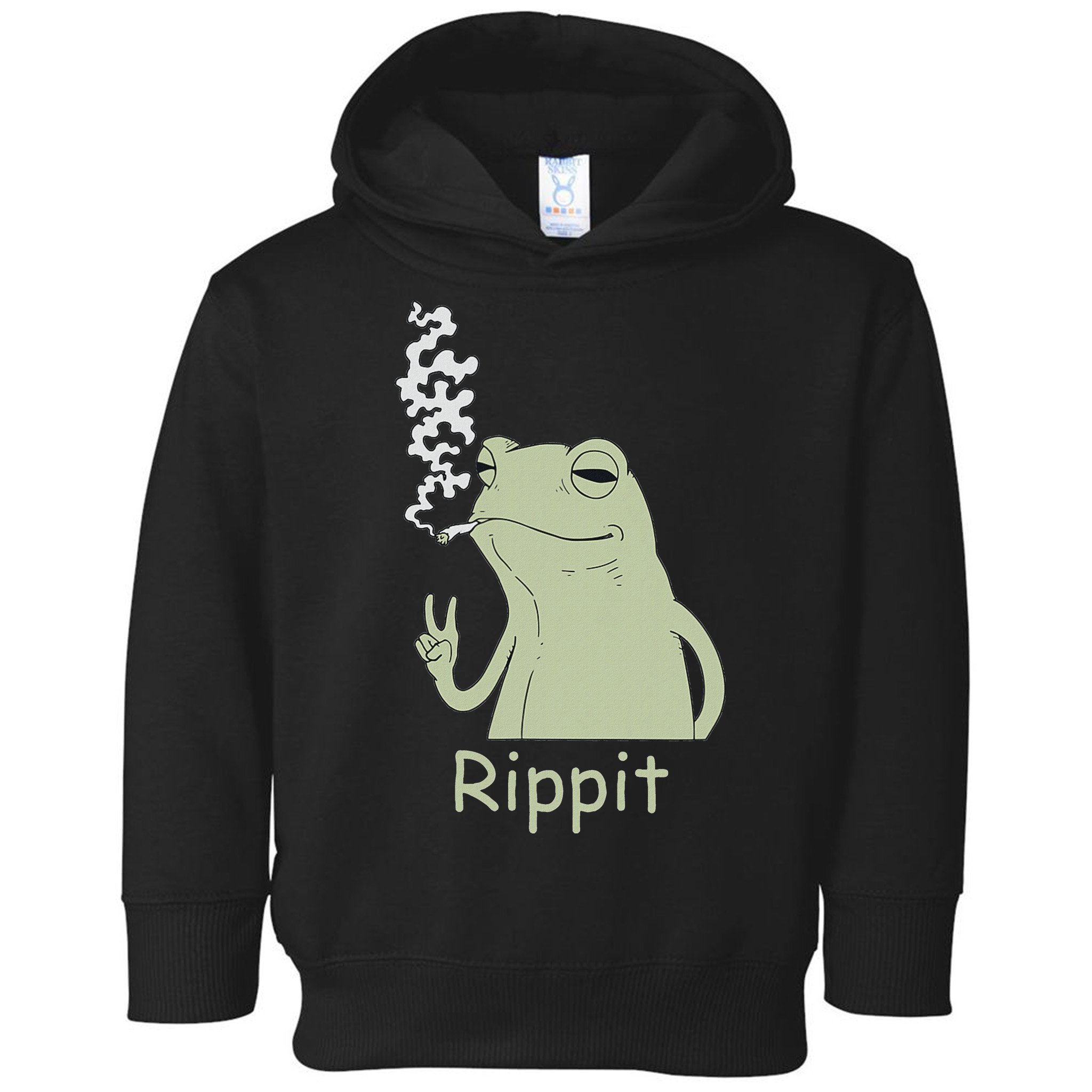 Rippit Stoner Frog Funny Graphic Toddler Hoodie