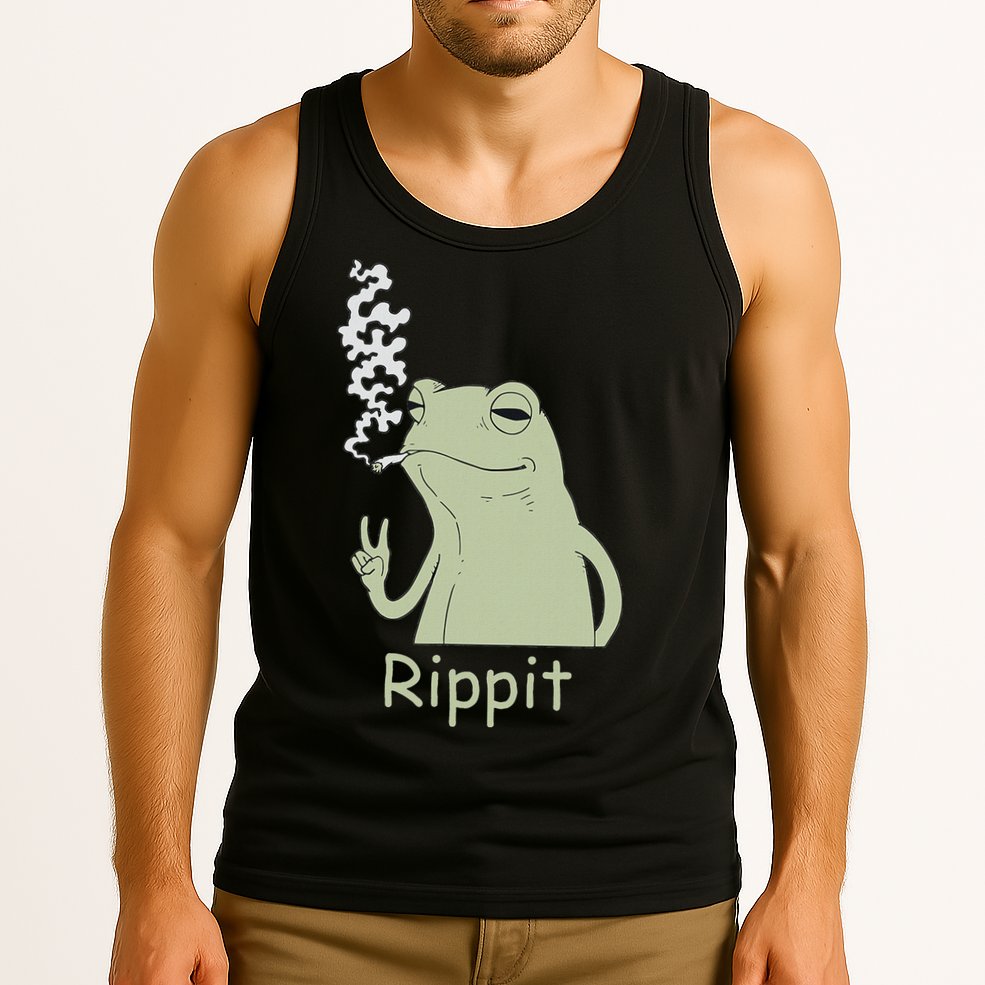 Rippit Stoner Frog Funny Graphic Tank Top