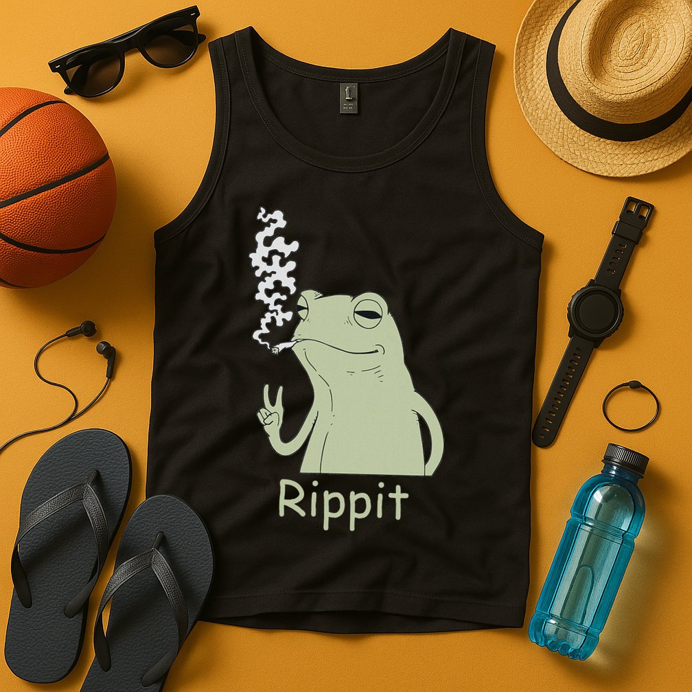 Rippit Stoner Frog Funny Graphic Tank Top