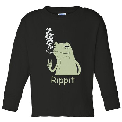 Rippit Stoner Frog Funny Graphic Toddler Long Sleeve Shirt