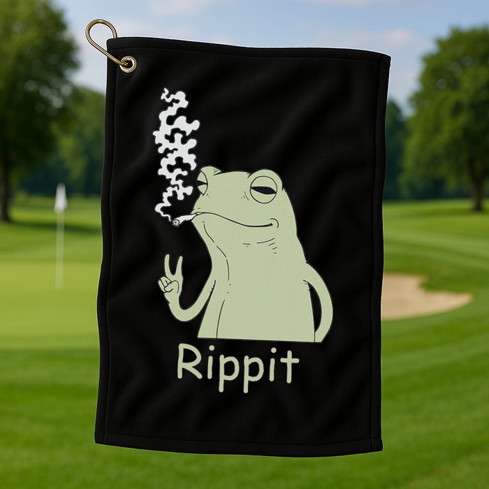Rippit Stoner Frog Funny Graphic Golf Towel