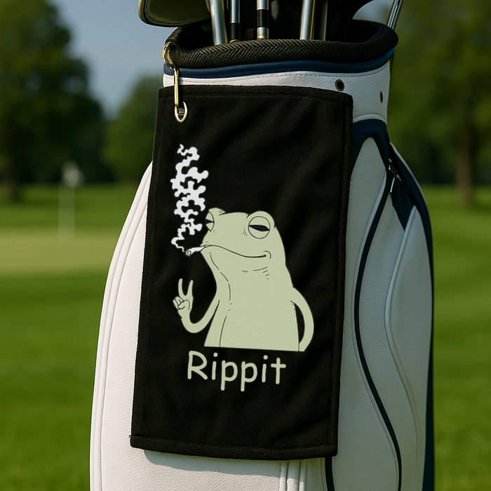 Rippit Stoner Frog Funny Graphic Golf Towel