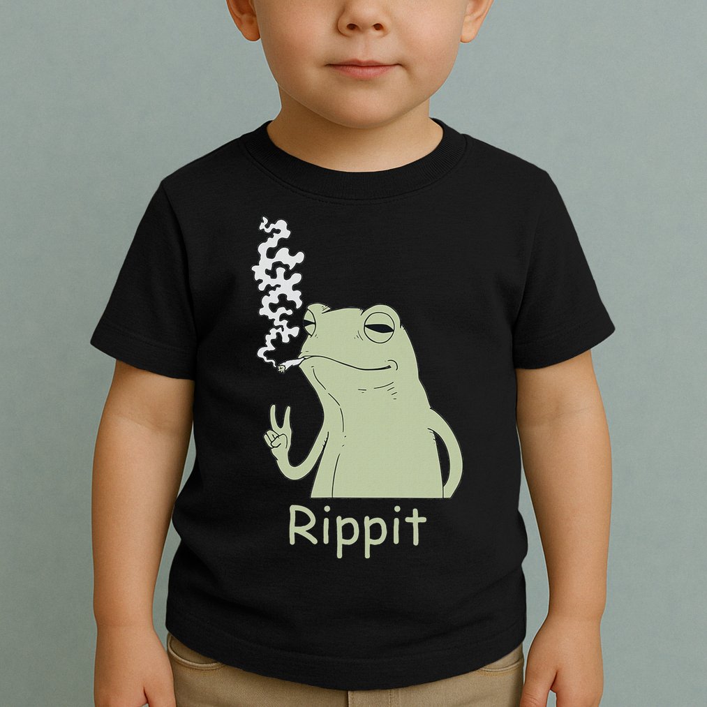 Rippit Stoner Frog Funny Graphic Toddler T-Shirt