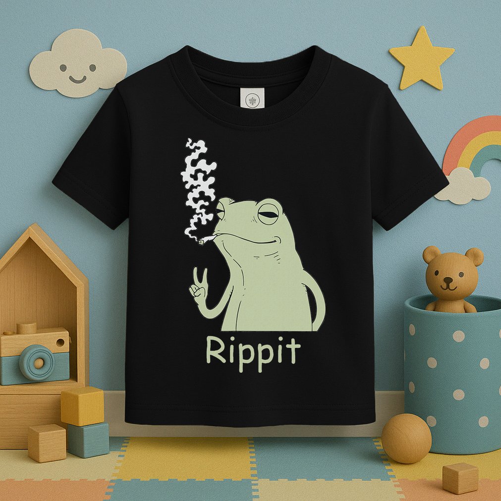 Rippit Stoner Frog Funny Graphic Toddler T-Shirt