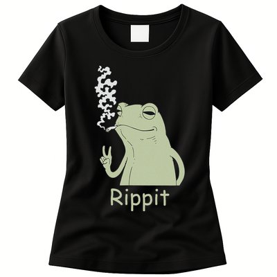Rippit Stoner Frog Funny Graphic Womens T-Shirt