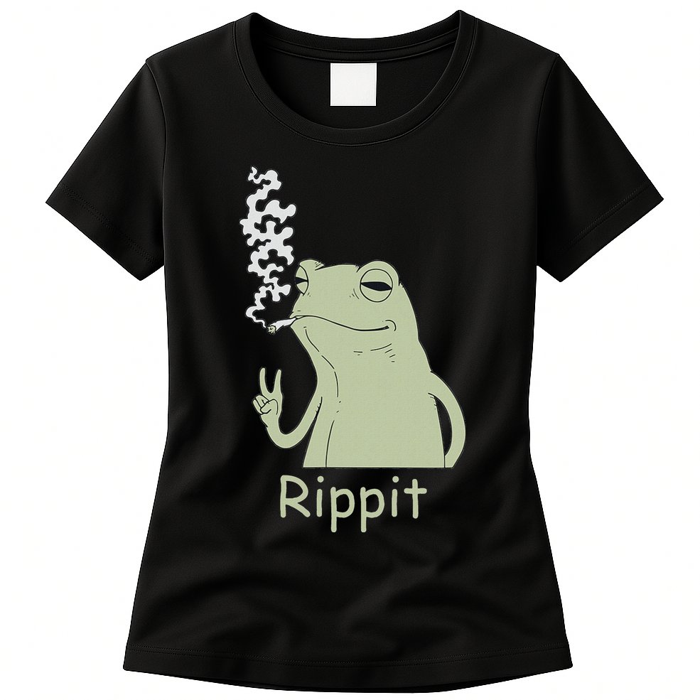 Rippit Stoner Frog Funny Graphic Womens T-Shirt