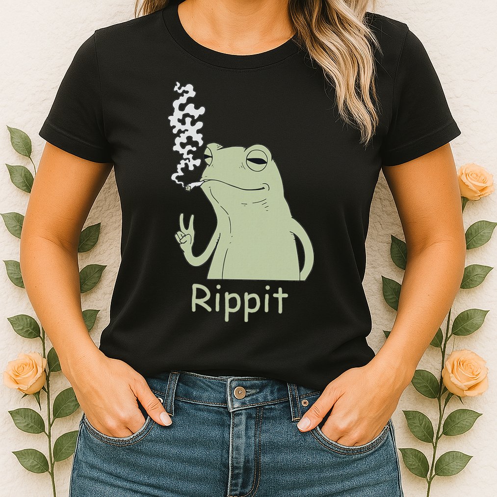 Rippit Stoner Frog Funny Graphic Womens T-Shirt